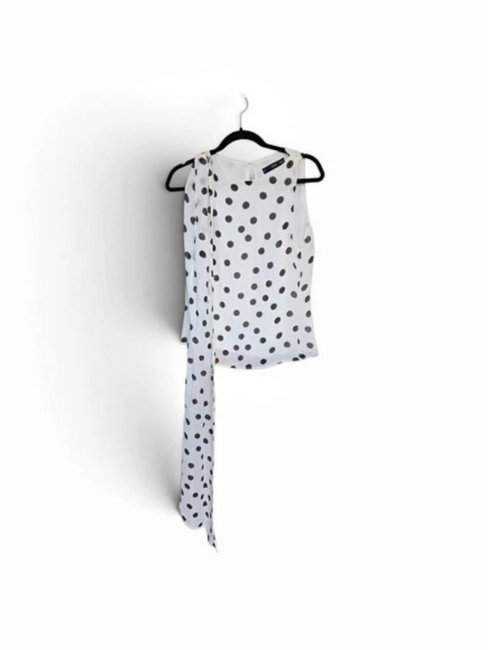 Mango Polka Dot Blouse with Scarf White & Black Size Medium - Picture 9 of 13
